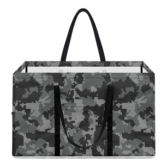 Grey Digital Camo Pattern Print Utility Tote Bag