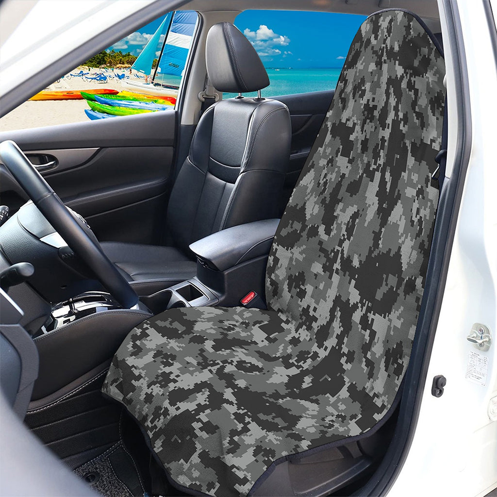 Grey Digital Camo Pattern Print Waterproof Car Seat Cover