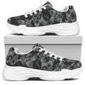 Grey Digital Camo Pattern Print White Chunky Shoes