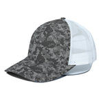 Grey Digital Camo Pattern Print White Mesh Trucker Cap