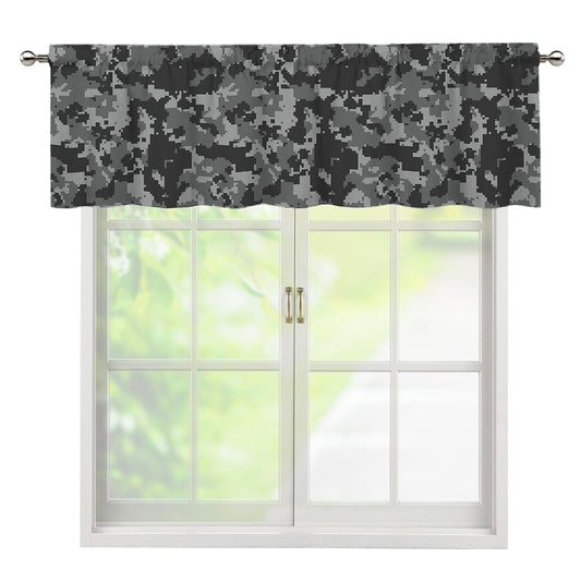 Grey Digital Camo Pattern Print Window Valance