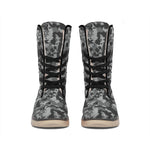 Grey Digital Camo Pattern Print Winter Boots