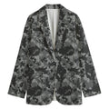 Grey Digital Camo Pattern Print Women's Cotton Blazer