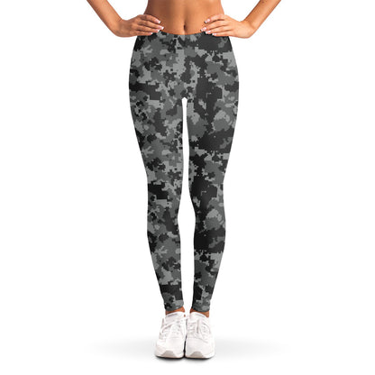 Grey Digital Camo Pattern Print Women's Leggings