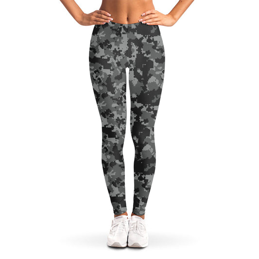 Grey Digital Camo Pattern Print Women's Leggings