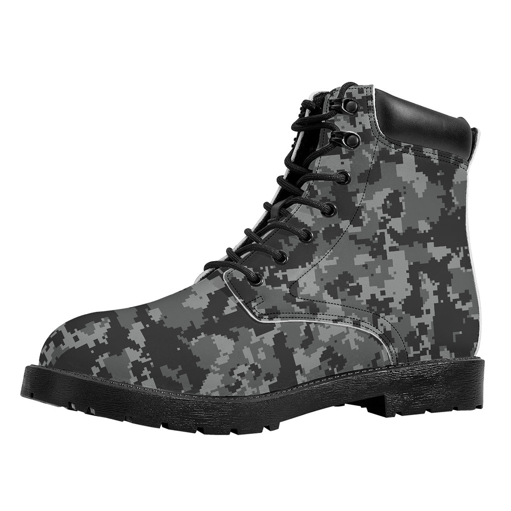 Grey Digital Camo Pattern Print Work Boots