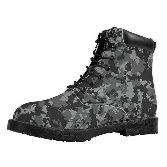 Grey Digital Camo Pattern Print Work Boots