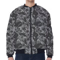 Grey Digital Camo Pattern Print Zip Sleeve Bomber Jacket