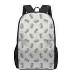 Grey Doodle Sandwich Pattern Print 17 Inch Backpack