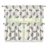 Grey Doodle Sandwich Pattern Print 3 Piece Kitchen Curtains