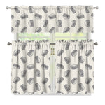 Grey Doodle Sandwich Pattern Print 3 Piece Kitchen Curtains