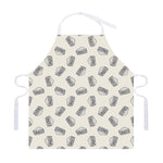 Grey Doodle Sandwich Pattern Print Adjustable Apron