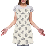 Grey Doodle Sandwich Pattern Print Adjustable Apron