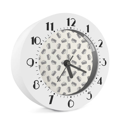 Grey Doodle Sandwich Pattern Print Alarm Clock