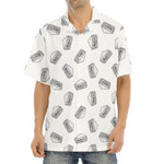 Grey Doodle Sandwich Pattern Print Aloha Shirt