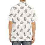 Grey Doodle Sandwich Pattern Print Aloha Shirt