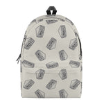 Grey Doodle Sandwich Pattern Print Backpack