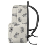 Grey Doodle Sandwich Pattern Print Backpack