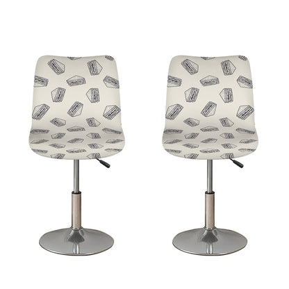 Grey Doodle Sandwich Pattern Print Bar Stool Covers
