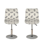 Grey Doodle Sandwich Pattern Print Bar Stool Covers