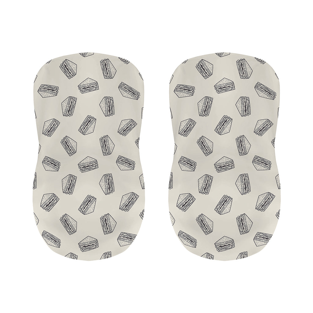 Grey Doodle Sandwich Pattern Print Bar Stool Covers