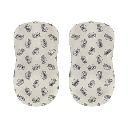 Grey Doodle Sandwich Pattern Print Bar Stool Covers