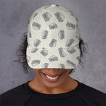 Grey Doodle Sandwich Pattern Print Baseball Cap