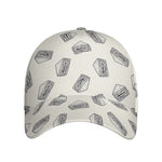 Grey Doodle Sandwich Pattern Print Baseball Cap