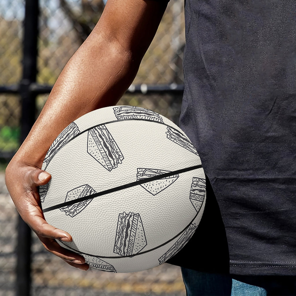 Grey Doodle Sandwich Pattern Print Basketball