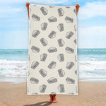 Grey Doodle Sandwich Pattern Print Beach Towel