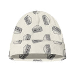 Grey Doodle Sandwich Pattern Print Beanie