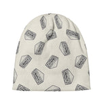 Grey Doodle Sandwich Pattern Print Beanie