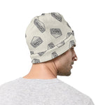 Grey Doodle Sandwich Pattern Print Beanie