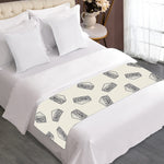 Grey Doodle Sandwich Pattern Print Bed Runner