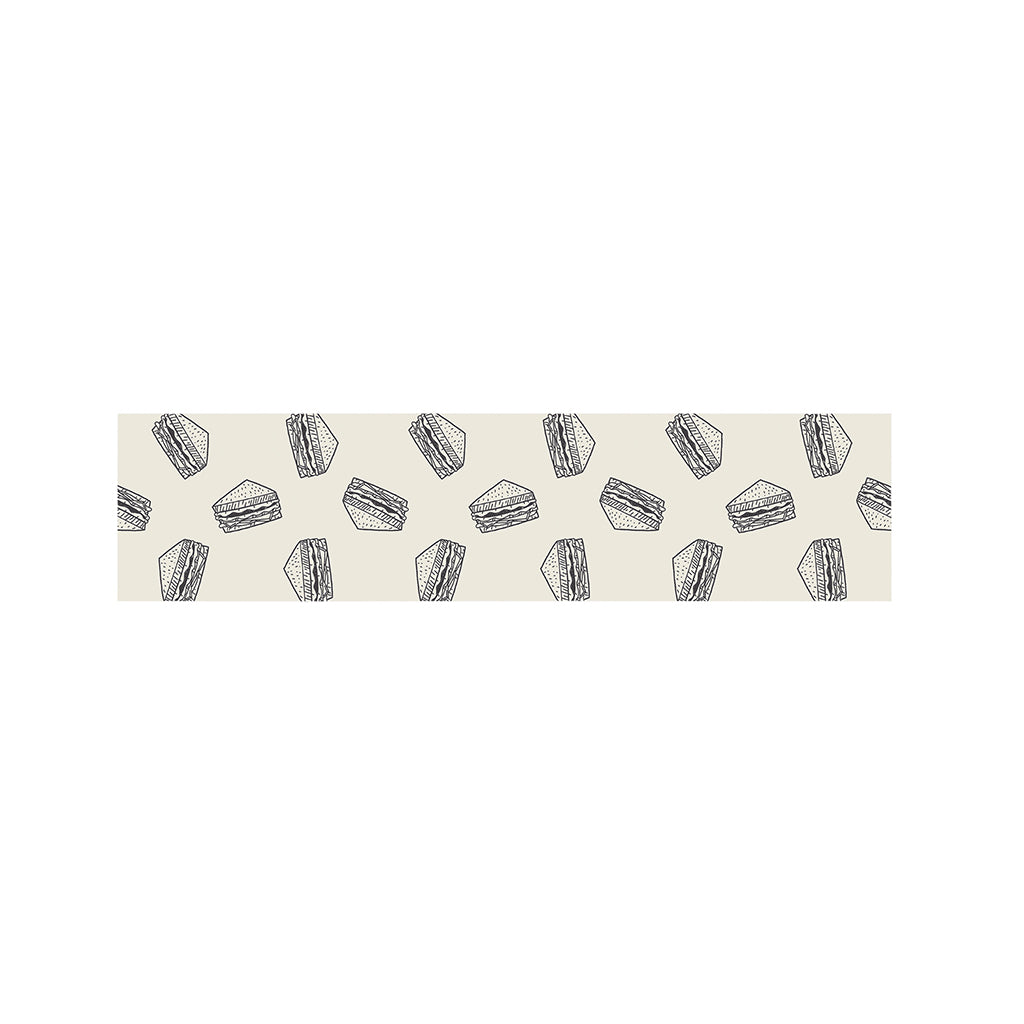 Grey Doodle Sandwich Pattern Print Bed Runner
