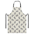 Grey Doodle Sandwich Pattern Print Bib Apron With Pocket