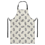 Grey Doodle Sandwich Pattern Print Bib Apron With Pocket