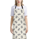 Grey Doodle Sandwich Pattern Print Bib Apron With Pocket