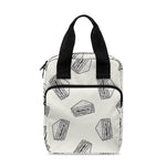Grey Doodle Sandwich Pattern Print Bible Tote Bag