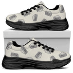 Grey Doodle Sandwich Pattern Print Black Chunky Shoes