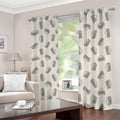 Grey Doodle Sandwich Pattern Print Dimout Grommet Curtains