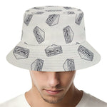 Grey Doodle Sandwich Pattern Print Bucket Hat