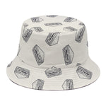 Grey Doodle Sandwich Pattern Print Bucket Hat