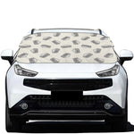 Grey Doodle Sandwich Pattern Print Car Windshield Snow Cover