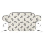 Grey Doodle Sandwich Pattern Print Car Windshield Snow Cover