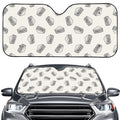 Grey Doodle Sandwich Pattern Print Car Windshield Sun Shade