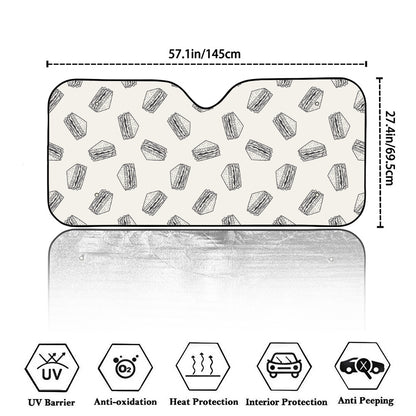 Grey Doodle Sandwich Pattern Print Car Windshield Sun Shade