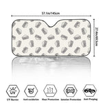 Grey Doodle Sandwich Pattern Print Car Windshield Sun Shade