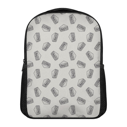 Grey Doodle Sandwich Pattern Print Casual Backpack