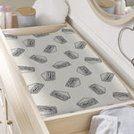 Grey Doodle Sandwich Pattern Print Changing Pad Cover